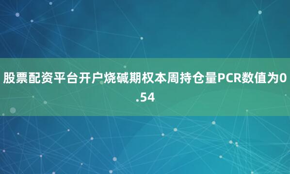 股票配资平台开户烧碱期权本周持仓量PCR数值为0.54